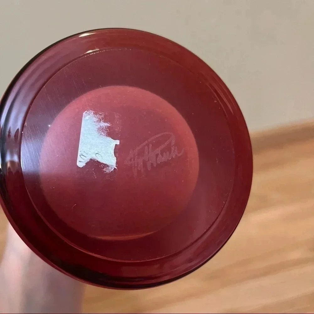Vilniaus Stiklo Studija Art Glass Tall Vase Lithuania EUC Gorgeous Red Orange - Picture 6 of 9